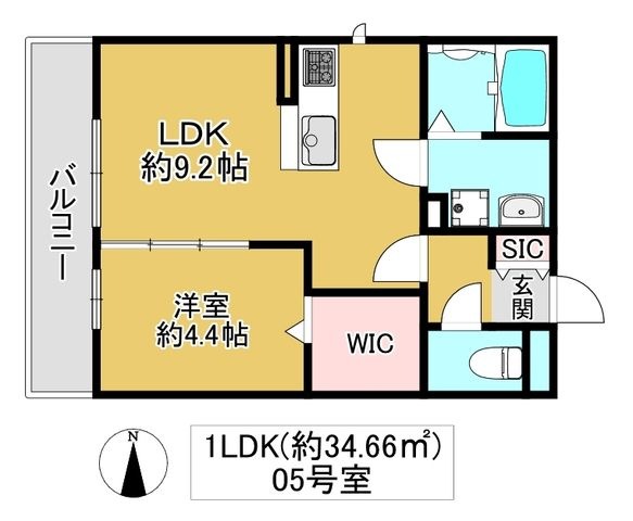 拡大写真:東大阪市西堤学園町2丁目 3階305の間取り