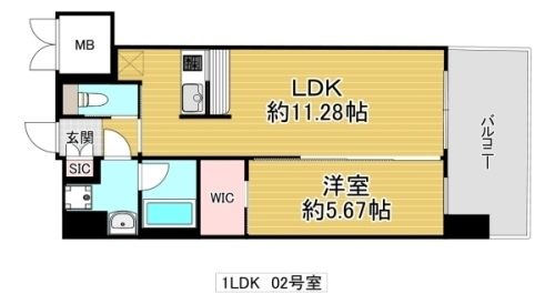 拡大写真:東大阪市森河内西2丁目 14階1402の間取り