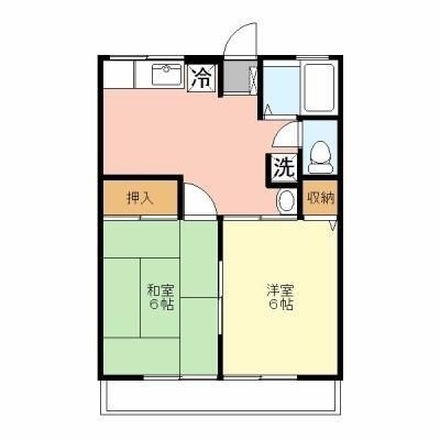 拡大写真:シティハイム喜多B 2階201の間取り