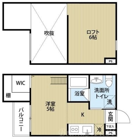 拡大写真:堺市堺区香ヶ丘町1丁 2階205の間取り