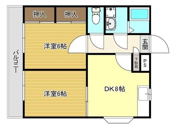 拡大写真:ピニエール高野台B棟 1階203の間取り