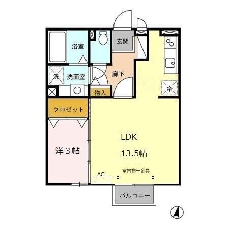拡大写真:エスポワール壱番館 2階202の間取り