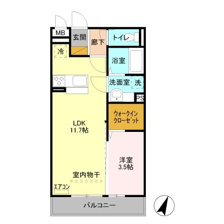 拡大写真：カーサⅠ 3階302の間取り
