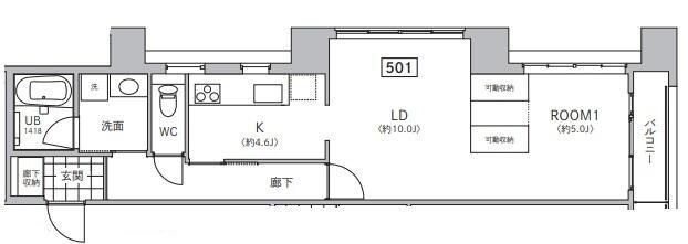 拡大写真:Koishikawaコロン 6階601の間取り