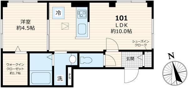 拡大写真:Maison Blanche メゾンブランシュ 1階101の間取り