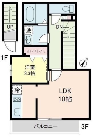 拡大写真:ベル・フルール 3階301の間取り