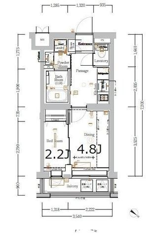 拡大写真：XEBECときわ台Ⅲ 2階205の間取り