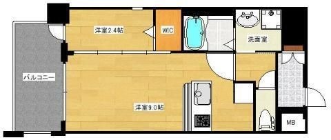 拡大写真:福岡市東区箱崎1丁目 9階902の間取り