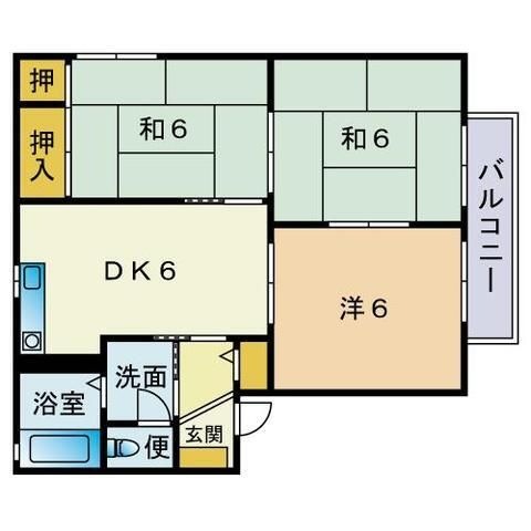 拡大写真:エルミタージュ坪見A棟 2階202の間取り
