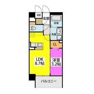 拡大写真：アビターレ吉塚駅前 7階702の間取り