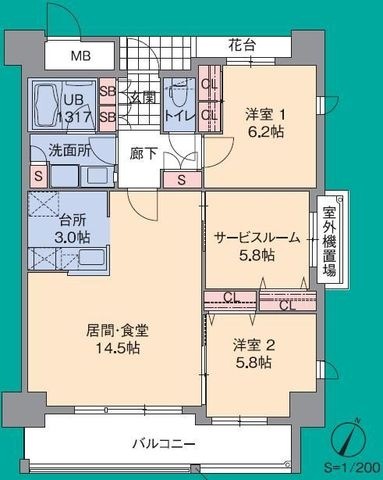 拡大写真:プライムメゾンセントラルパーク 7階308の間取り