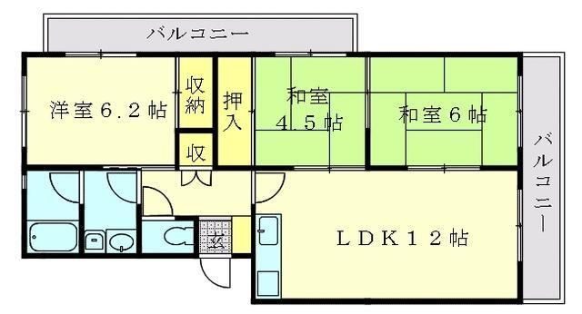 拡大写真：ファミール香椎II 2階205の間取り