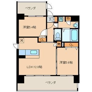 拡大写真:クリムゾン吉塚 7階701の間取り