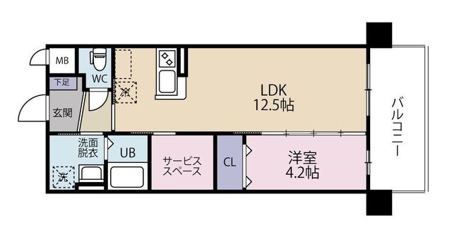 拡大写真:プランドール志免 6階602の間取り