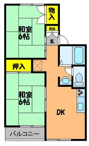 拡大写真:アザリア ハイタウンB 2階205の間取り