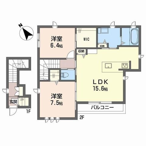 拡大写真:コオリナテラス 2階201の間取り