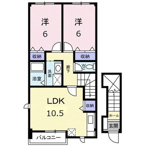 拡大写真:サンライズk3 A 2階201の間取り