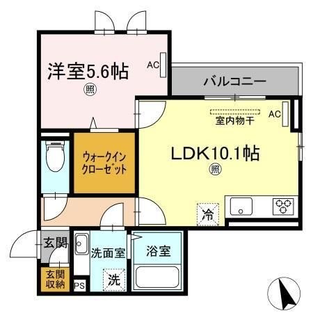 拡大写真:アパッショナート東浜 1階101の間取り