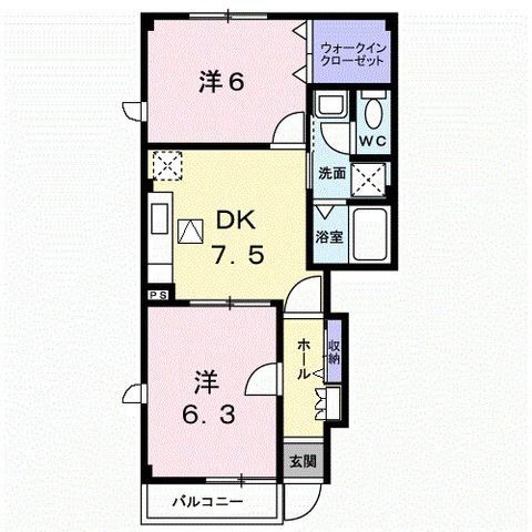 拡大写真:サンライズk3 B 1階101の間取り
