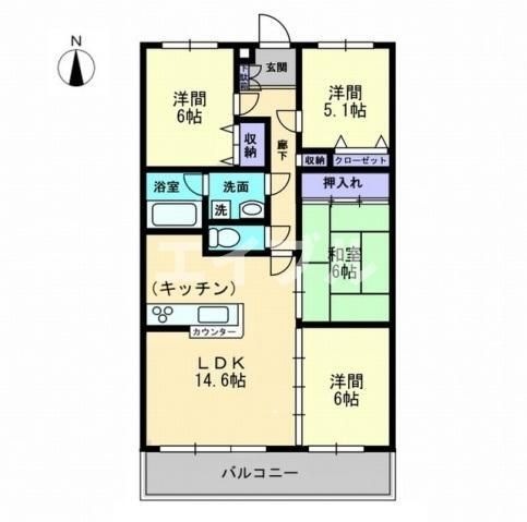 拡大写真:メゾンドール 2階203の間取り