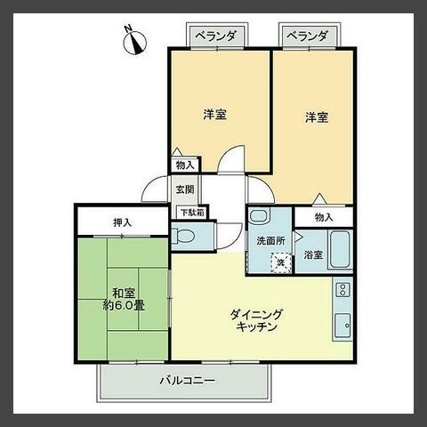 拡大写真:フォブールあすかA 2階201の間取り