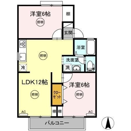 拡大写真:サンハイツM B棟 1階102の間取り