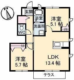 拡大写真:セントラル ヴィラッジュ C棟 1階101の間取り