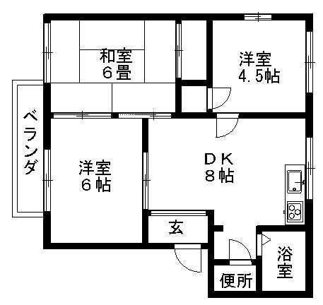 拡大写真:ハイツサンシャイン A 2階201の間取り
