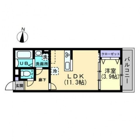 拡大写真:クレール東福山 4階401の間取り