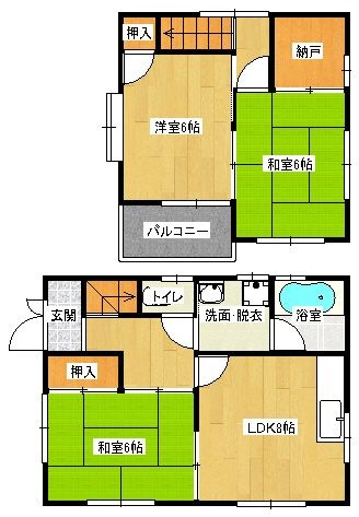 拡大写真：神辺サンハイム 1階Cの間取り