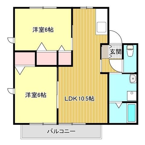 拡大写真:アイコート 2階201の間取り