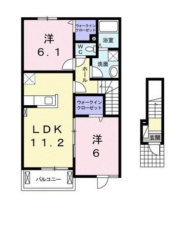 拡大写真：ブルゴーニュＢ 2階202の間取り