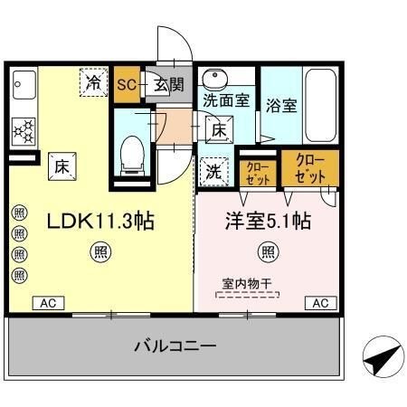 拡大写真:(仮称)D-ROOM八代市西片町18PJ 1階106の間取り
