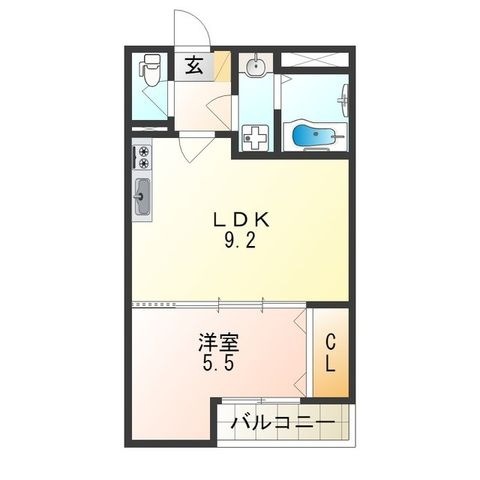 拡大写真：豊中市服部西町３丁目 2階205の間取り