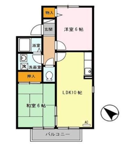 拡大写真:伊丹市松ケ丘1丁目 2階201の間取り