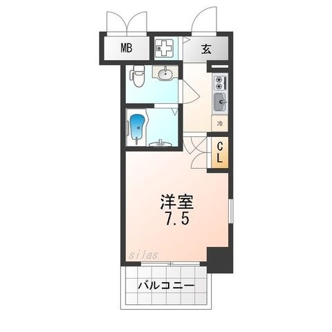 拡大写真:尼崎市昭和南通3丁目 4階409の間取り