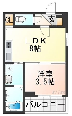 拡大写真:西宮市川東町 3階301の間取り