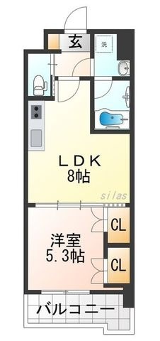 拡大写真:西宮市市庭町 3階307の間取り