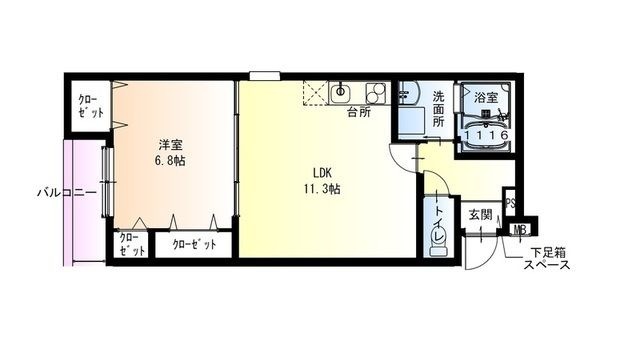 拡大写真:尼崎市大庄 中通5丁目 1階103の間取り