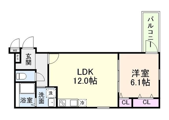 拡大写真:茨木市戸伏町 1階103の間取り