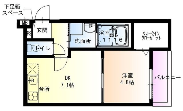 拡大写真：西宮市川添町 3階102の間取り