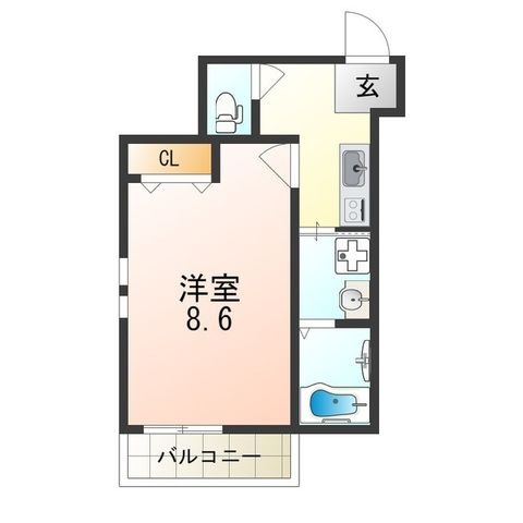 拡大写真:尼崎市上ノ島町1丁目 1階105の間取り