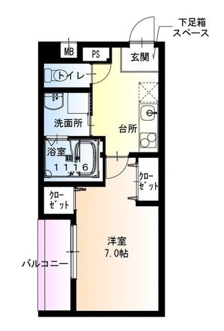 拡大写真:尼崎市南武庫之荘7丁目 2階201の間取り