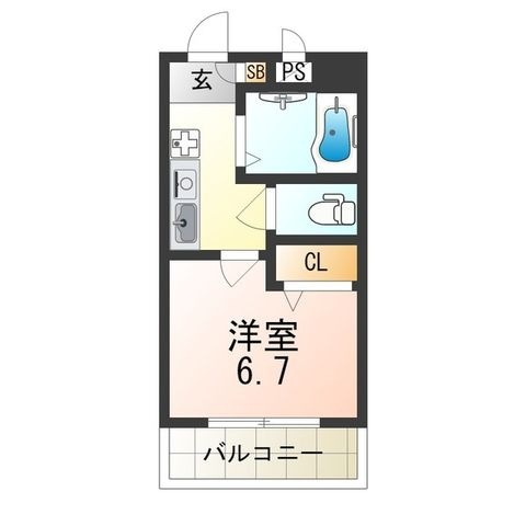 拡大写真:尼崎市杭瀬南新町1丁目 4階401の間取り