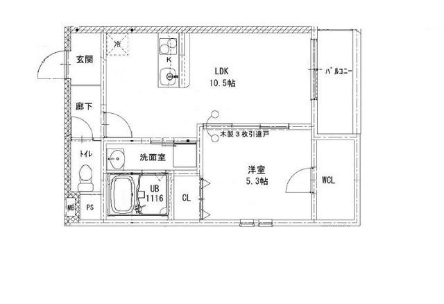 拡大写真:西宮市小曽根町2丁目 1階102の間取り