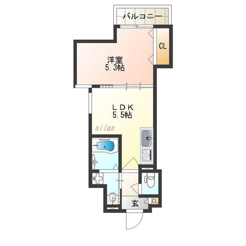 拡大写真:尼崎市梶ケ島 2階202の間取り