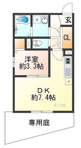 拡大写真:西宮市上大市4丁目 1階102の間取り