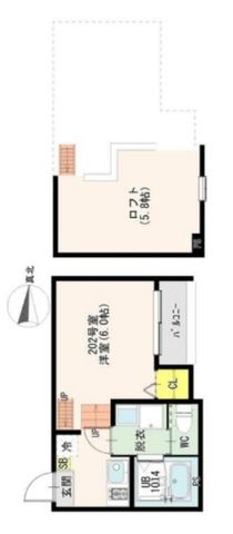 拡大写真:大阪市住吉区墨江1丁目 2階202の間取り
