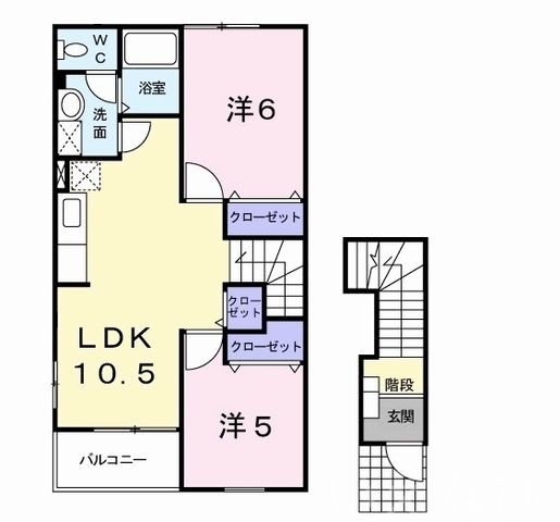 拡大写真:瀬戸内市長船町土師 2階201の間取り