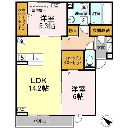 拡大写真:D-residenceK沖野上 1階101の間取り
